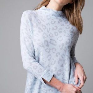 Kinross | 100% Cashmere Funnelneck Leopard Print Sweater